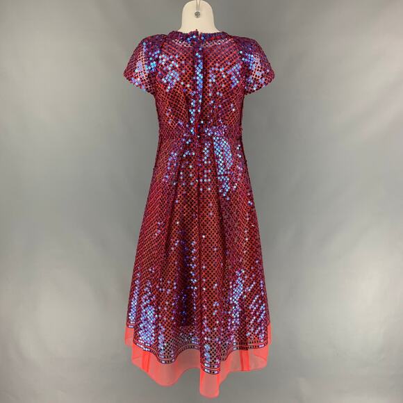 MARC JACOBS Size 2 Orange & Blue Polyester Blend Sequined Shift Dress - Picture 4 of 8